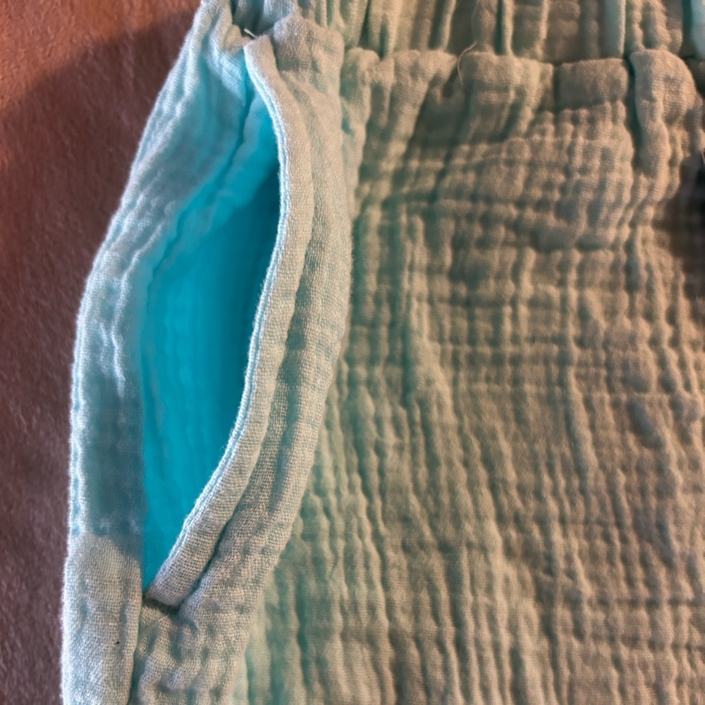 Vitamin A Womens Swimwear Cover Up Shorts Crinkle Gauze Blue 100% Cotton New XS - Picture 3 of 8